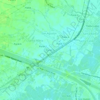 Mapa topográfico Purok 1, altitud, relieve