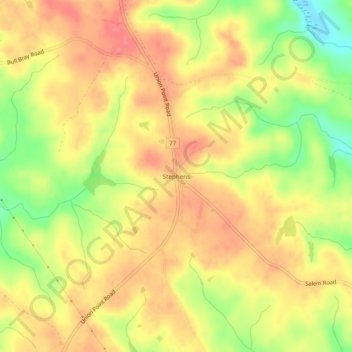Mapa topográfico Stephens, altitud, relieve
