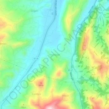 Mapa topográfico Yassıkaya, altitud, relieve