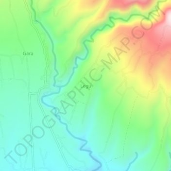 Mapa topográfico Legu, altitud, relieve