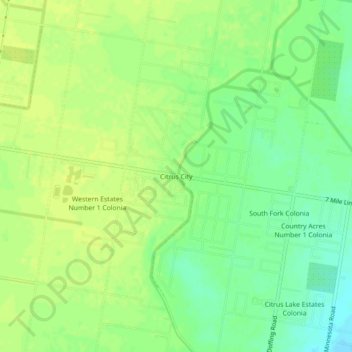 Mapa topográfico Citrus City, altitud, relieve