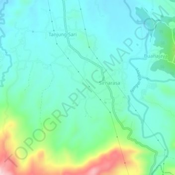 Mapa topográfico Sirnasari, altitud, relieve