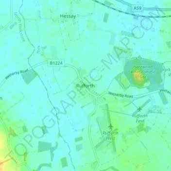 Mapa topográfico Rufforth, altitud, relieve