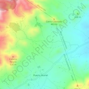 Mapa topográfico Cambrón, altitud, relieve