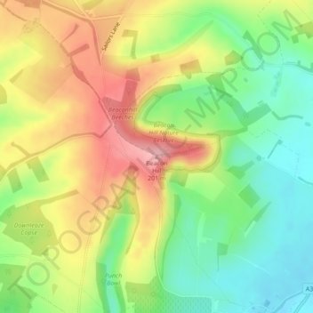 Mapa topográfico Beacon Hill, altitud, relieve
