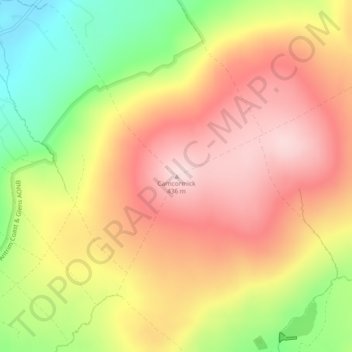 Mapa topográfico Carncormick, altitud, relieve
