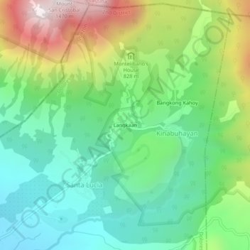 Mapa topográfico Langkaan, altitud, relieve