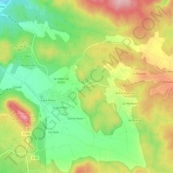 Mapa topográfico L'Éclou, altitud, relieve