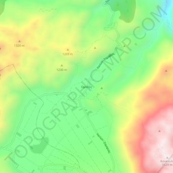 Mapa topográfico Omalos, altitud, relieve
