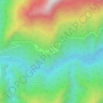Mapa topográfico Sarli, altitud, relieve
