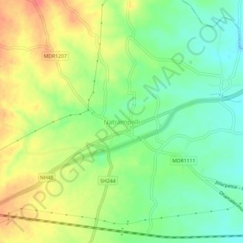 Mapa topográfico Natrampalli, altitud, relieve