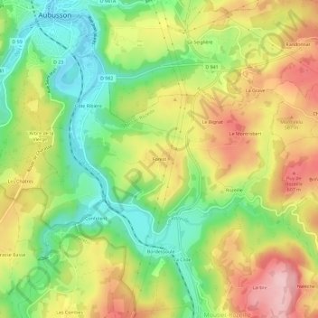 Mapa topográfico Forest, altitud, relieve