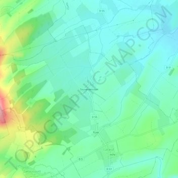 Mapa topográfico Souveraincourt, altitud, relieve