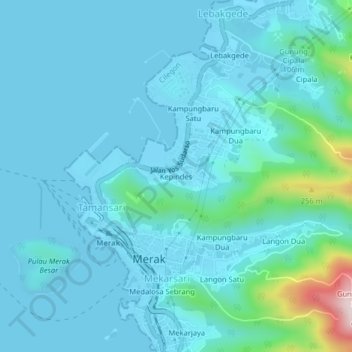 Mapa topográfico Kepindes, altitud, relieve