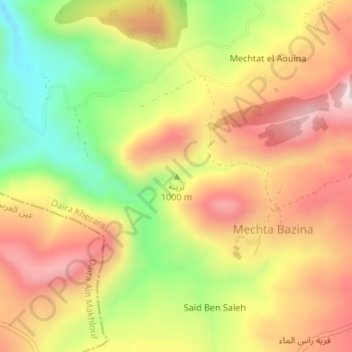 Mapa topográfico BAZINA, altitud, relieve