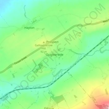 Mapa topográfico Oughterside, altitud, relieve