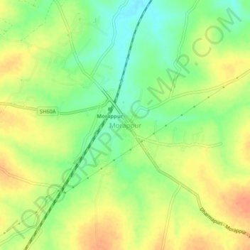 Mapa topográfico Morappur, altitud, relieve