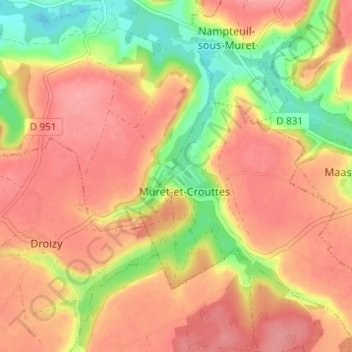 Mapa topográfico Muret, altitud, relieve
