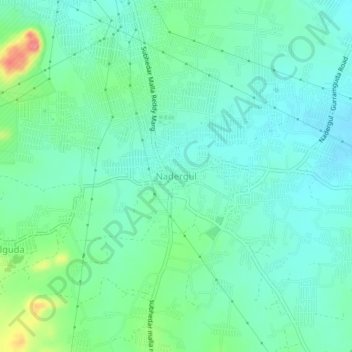Mapa topográfico Nadergul, altitud, relieve