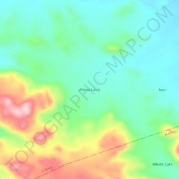 Mapa topográfico Alleira Lauti, altitud, relieve