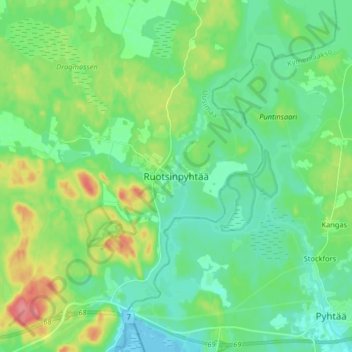 Mapa topográfico Strömfors, altitud, relieve