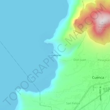 Mapa topográfico Lumampao, altitud, relieve