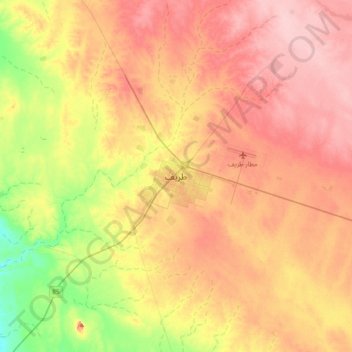 Mapa topográfico Turayf, altitud, relieve