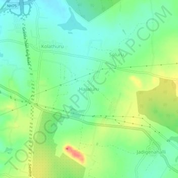 Mapa topográfico Haraluru, altitud, relieve