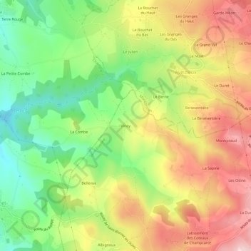 Mapa topográfico Vinoy, altitud, relieve