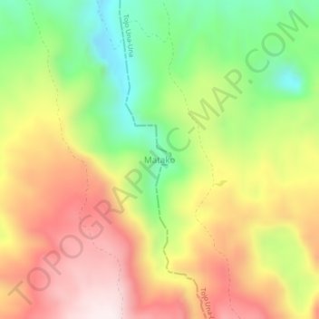Mapa topográfico Matako, altitud, relieve