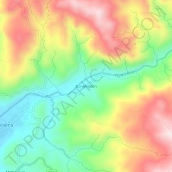 Mapa topográfico Bongkilaton, altitud, relieve
