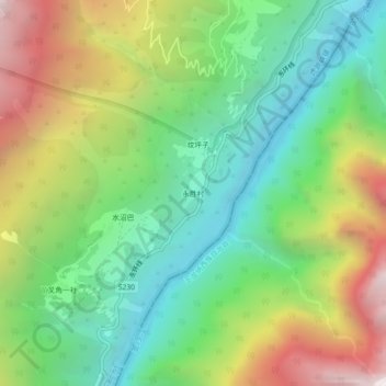 Mapa topográfico 永胜村, altitud, relieve