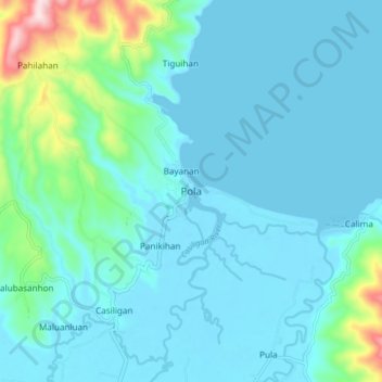 Mapa topográfico Pola, altitud, relieve