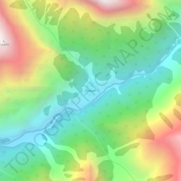 Mapa topográfico Chositi, altitud, relieve