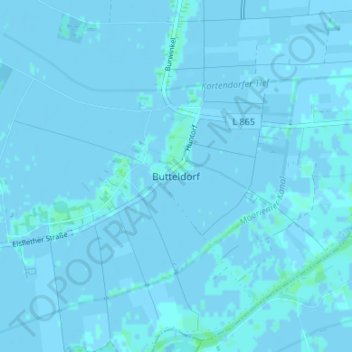 Mapa topográfico Butteldorf, altitud, relieve