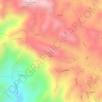 Mapa topográfico Cerro El Pico, altitud, relieve