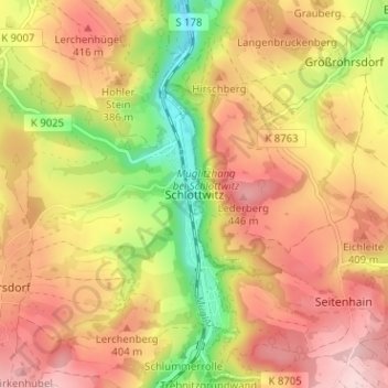 Mapa topográfico Schlottwitz, altitud, relieve
