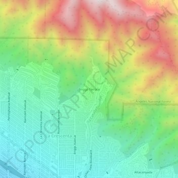 Mapa topográfico Briggs Terrace, altitud, relieve