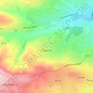 Mapa topográfico Broad Folds, altitud, relieve