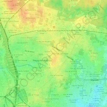 Mapa topográfico Clos des Fosses, altitud, relieve