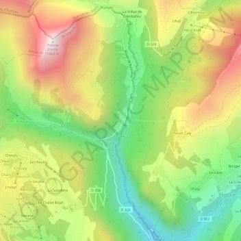 Mapa topográfico Bonnavaz, altitud, relieve
