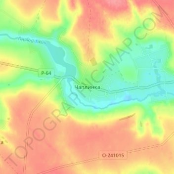 Mapa topográfico Chaplynka, altitud, relieve