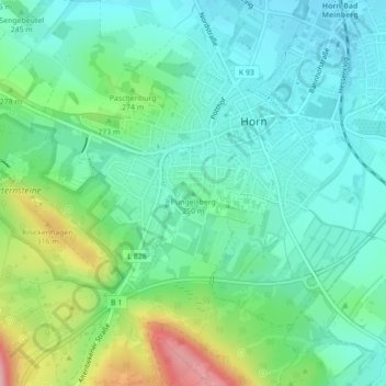 Mapa topográfico Püngelsberg, altitud, relieve