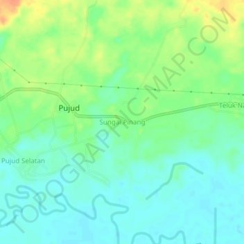 Mapa topográfico Sungai Pinang, altitud, relieve