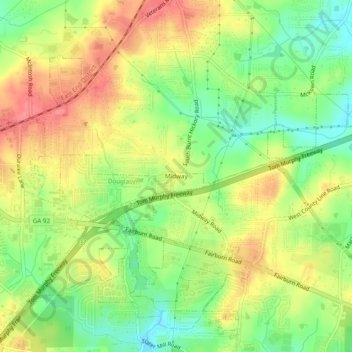 Mapa topográfico Midway, altitud, relieve