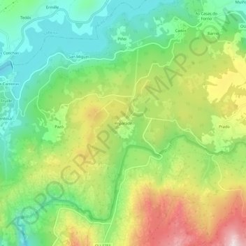 Mapa topográfico Reparade, altitud, relieve