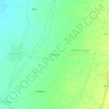 Mapa topográfico Meerpur, altitud, relieve