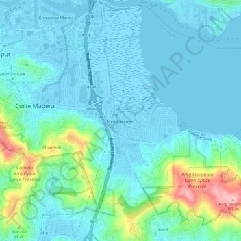 Mapa topográfico Meadowsweet, altitud, relieve