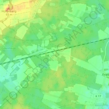 Mapa topográfico Eitze, altitud, relieve