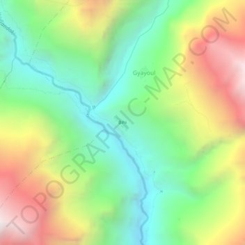 Mapa topográfico Bihi, altitud, relieve
